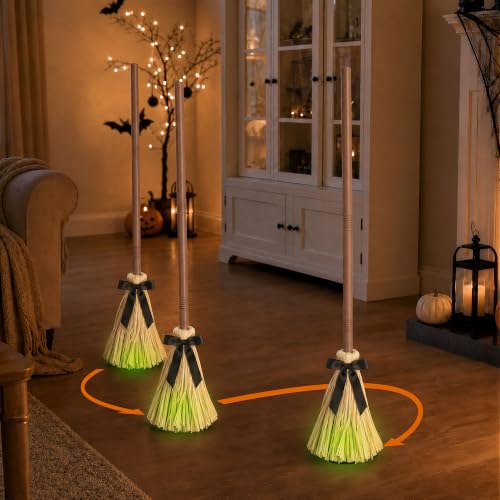 Floating Animated Witch Broom Halloween Decor - 36 Inches