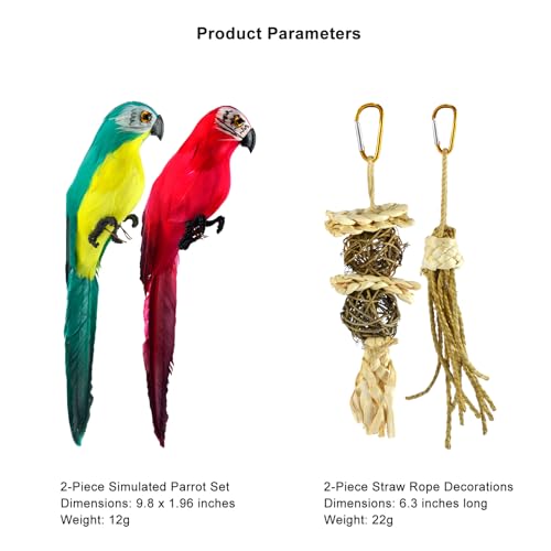 Artificial Parrot Bird Figurine Set - Realistic Tropical Macaw Decor & Party Prop