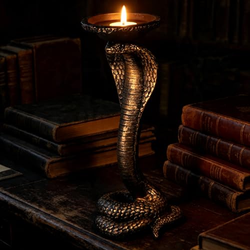 Resin King Cobra Snake Candle Holder Sculpture for Home & Garden Decor