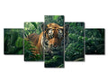 Tiger Canvas Wall Art - 5 Panel Jungle Animal Wall Decor for Living Room & Bedroom - 60x32 in - Variation of THIS listing