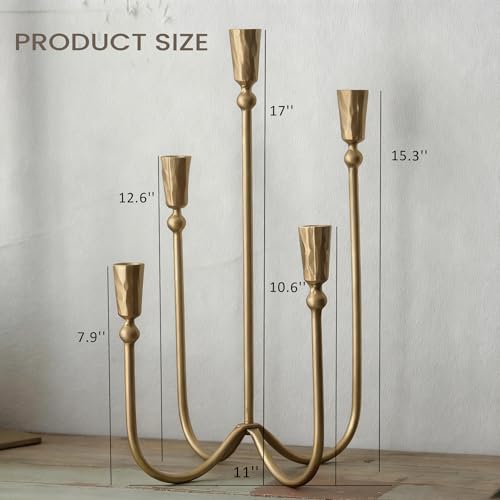 Large Iron 5-Arm Taper Candle Holder Candelabra for Dining & Weddings