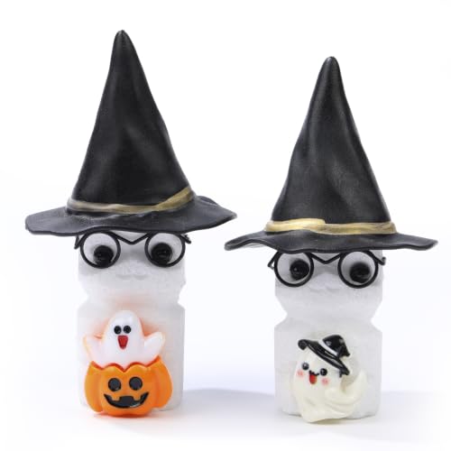 Cute White Marble Ghost Halloween Figurine - 3.5 Inch Holiday Decor