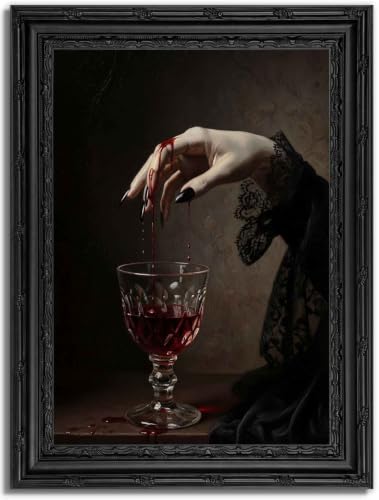 Clawed Hand Wall Art - Gothic Framed Canvas Poster for Dark Academia & Halloween 11x9in