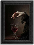 Clawed Hand Wall Art - Gothic Framed Canvas Poster for Dark Academia & Halloween 11x9in