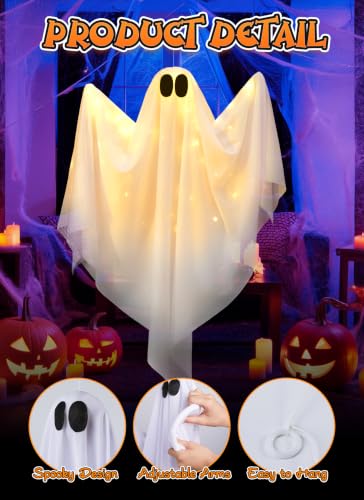 Brightown Halloween Hanging Ghost Light with Interactive Sound & Warm White Variation