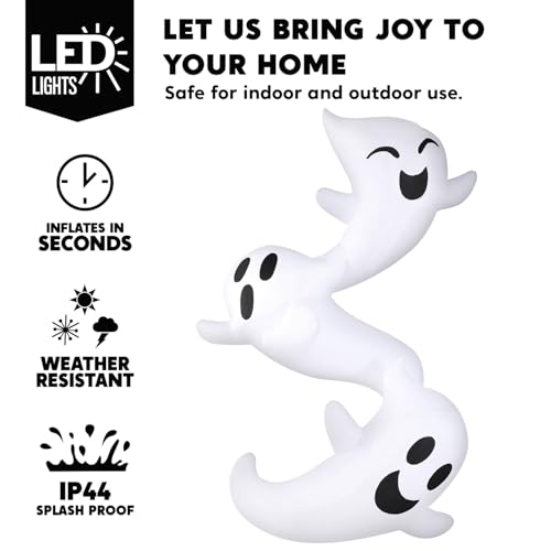 8ft Tall Inflatable Ghosts for Trees Halloween Outdoor Decorations Light Up Yard Decor