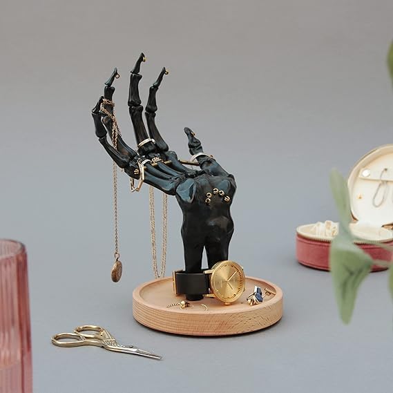 Skeleton Hand Jewelry Holder - Gothic Home Decor - Black Hand Variation
