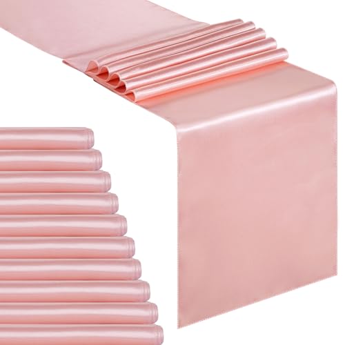 Rose Gold Satin Table Runners 16 Pack - 12x108 Inch Wedding Decor Variation