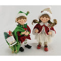 Set of 2 Handcrafted Christmas Elf Figurines - Holiday Decor Collectibles