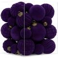 Velvet Christmas Ornaments Set 36PCS Flocked Holiday Decorations - Purple, Shatterproof