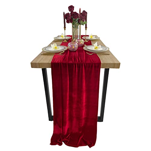 Red Velvet Table Runner 20x120 Inch Wedding Reception Decor - EHLDekol