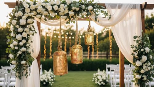 Rustic Brass Decorative Cow Bells Set of 3 - Christmas & Holiday Decor