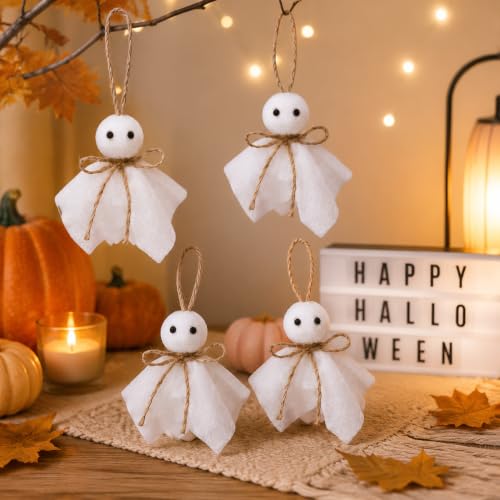 20Pcs Halloween Hanging Ghost Ornaments - Small Tree & Wall Decor, Spooky & Cute