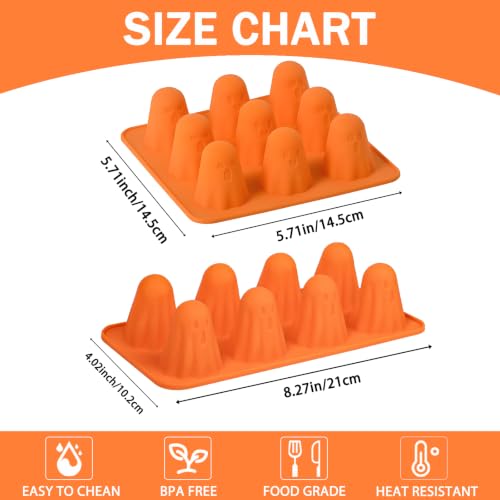 Halloween Ghost Silicone Mold Set - Orange Ghosts for Candy and Baking
