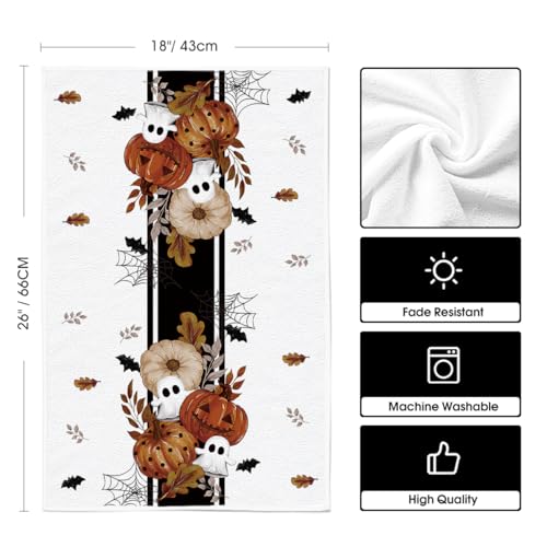 Black Ghost Kitchen Towels Set of 2 - 18x26 Inch Halloween Decor
