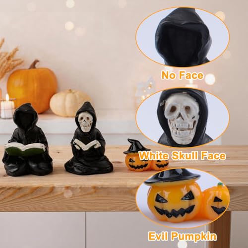 Halloween Gothic Reading Ghost Decorations - Faceless Skeleton Statues, Black Style 2