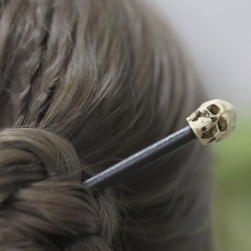 Gothic Skull Hair Sticks 2-Pack - Halloween Cosplay Bun Holders for Women