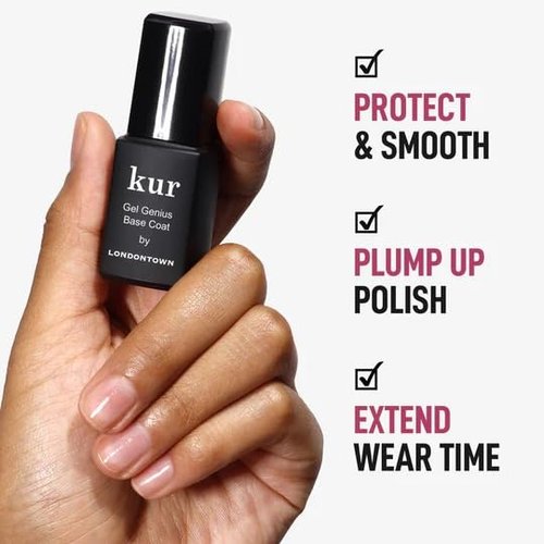 LONDONTOWN Kur Gel Genius Top Coat & Base Coat - Gel-Like High Shine, Quick Dry, 0.4 Fl Oz Each