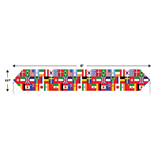 3 Piece Multicolored International Flag Table Runner Set - 11 x 6 Feet