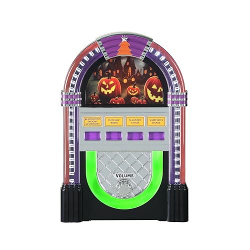 Retro Halloween Jukebox Decoration with LED Lights and Music - 9 Inch
