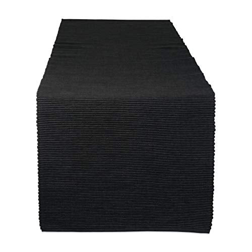 Cotton Table Runner 13x72 Black - DII Basic Everyday Ribbed Design