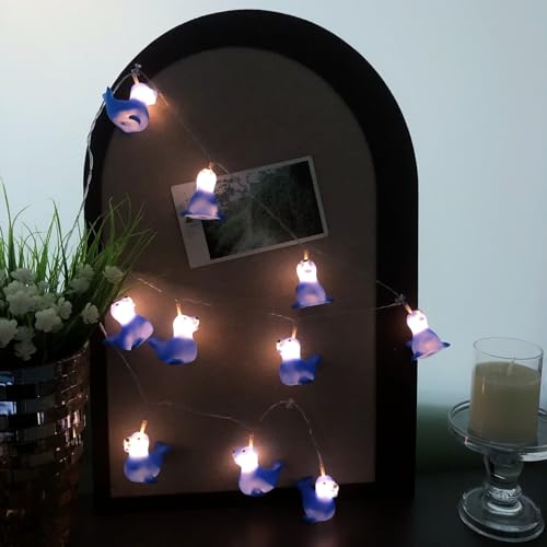Blue Sea Lion String Lights - 10LED Battery-Powered Night Light for Bedroom & Holiday Decor