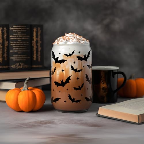 Halloween Bat Gift Cup - Spooky Glass Coffee Mug for Bat Lovers & Halloween Decor
