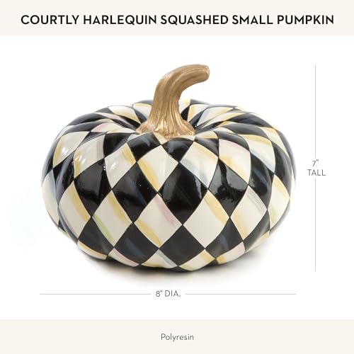 Small Decorative Pumpkin with Harlequin Pattern - Fall & Halloween Home Decor - Courtly Harlequin Squashed
