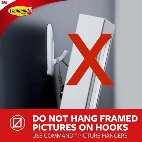Command Medium White Adhesive Hooks - Damage-Free Wall Mounts, 2 Hooks & 4 Strips