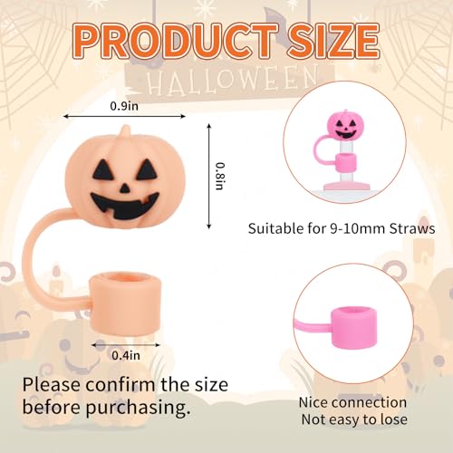 Halloween Pumpkin Silicone Straw Cover Cap - Grimace Pumpkin Variation, Reusable Drink Protector