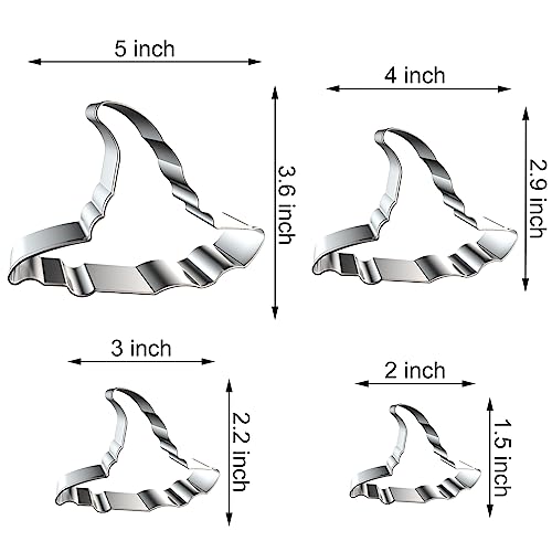 Halloween Witch Hat Cookie Cutter Set - 4 Sizes Stainless Steel - Witch Hat Variation