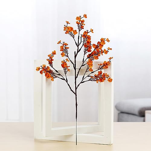 Fall Orange Baby's Breath Artificial Flowers 20 Bundles - Silk Decor, Wedding & Party Bouquets