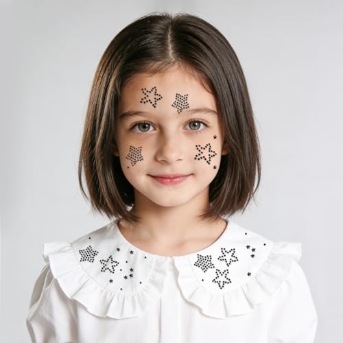 Star Face Gems and Rhinestones Set - 6 Sheets Body & Face Stickers for Makeup & Festivals