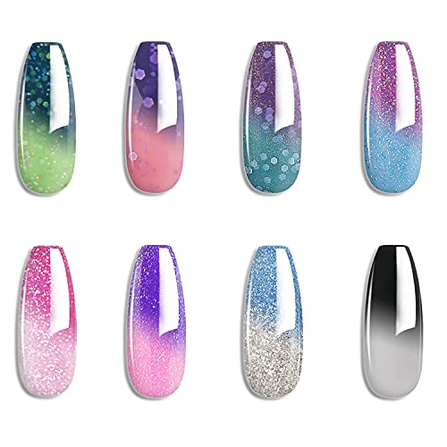 Color Changing Gel Nail Polish Set - 8 Colors UV LED Soak Off, Temperature Reactive, Model 003