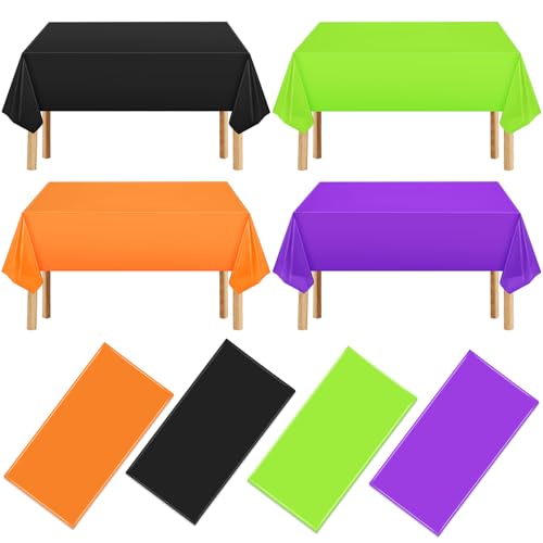Halloween Tablecloth Set 54x108 Inches - 4 Pack Mix Colors - Festive Party Decor
