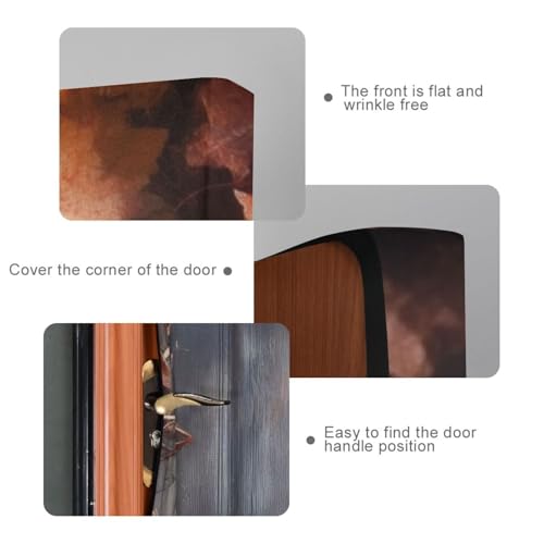 Thanksgiving Wood Door Cover - Stretch Fabric Porch Decoration 35x79 In - Holiday Door Cover