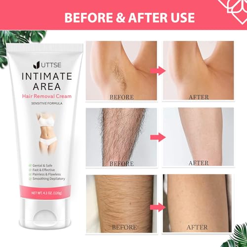 Painless Hair Removal Cream for Women - Sensitive Skin, Underarms & Bikini Area