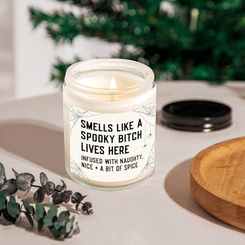 Spooky Halloween Candle with Witchy Web Design and Dark Humor - 7oz Soy Wax