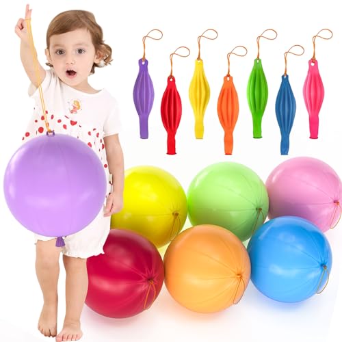 36PCS Neon Heavy Duty Punch Balloons with Rubber Handle for Kids & Parties