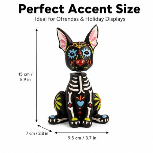 Day of The Dead Dog Figurines Black Dog - Pet Ofrenda Decorations for Altar & Halloween