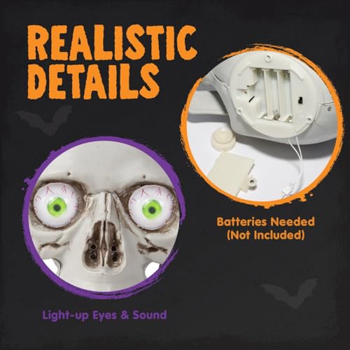 Halloween Skull Table Decor with Moving Eyes & Sound Effects - Indoor Haunted House Prop