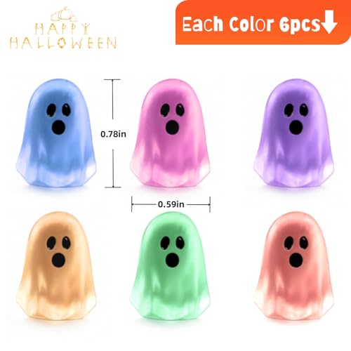 36pcs Luminous Mini Resin Ghosts for Halloween Party Decor - Glow in Dark Figurines