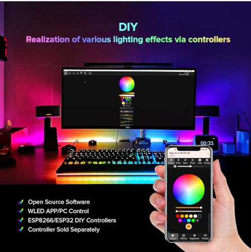 RGB Fairy String Lights 16.4ft 200 LEDs WS2812B IC Color Changing 4 Pack