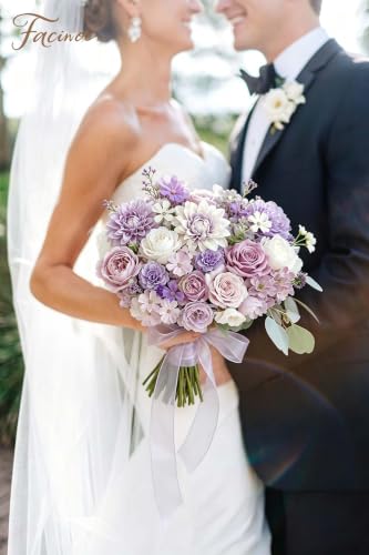 Purple Lavender Lilac Artificial Flower Set - Silk Roses, Dahlias & More