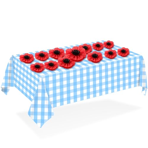 Halloween Party Decor Set with Tablecloth & Artificial Poppy Flowers - Variation 1