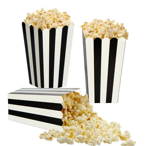 Black Striped Popcorn Boxes 24 Pack - Carnival Party Supplies