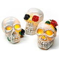 Halloween Skull Figurine Set Gothic Skull Decor with Roses - Color4