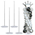 Silver Balloon Arch Stand Set of 4, Adjustable 7ft Metal Balloon Column for Party Decorations