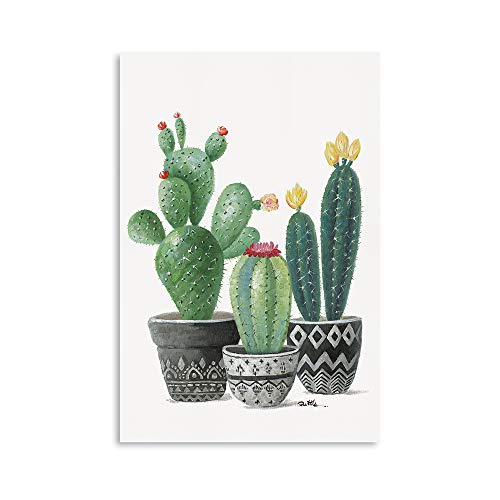 Cactus Wall Art Canvas Print - 16x24 Inches Desert Botanical Poster with Frame - Arizona Succulent Boho Decor