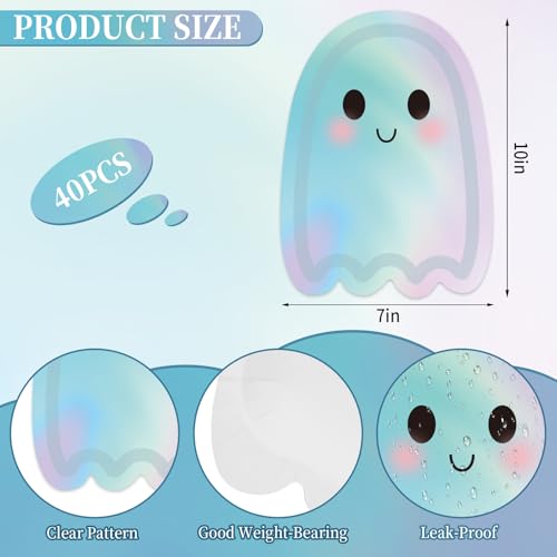 Halloween Ghost Paper Plates - Iridescent Disposable Party Tableware, 40 Pack
